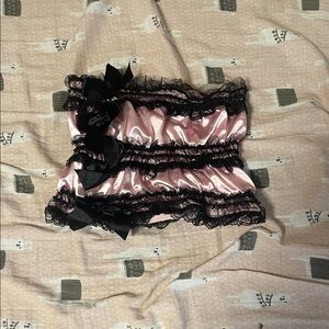 Pink and Black Lace Trim Camisole